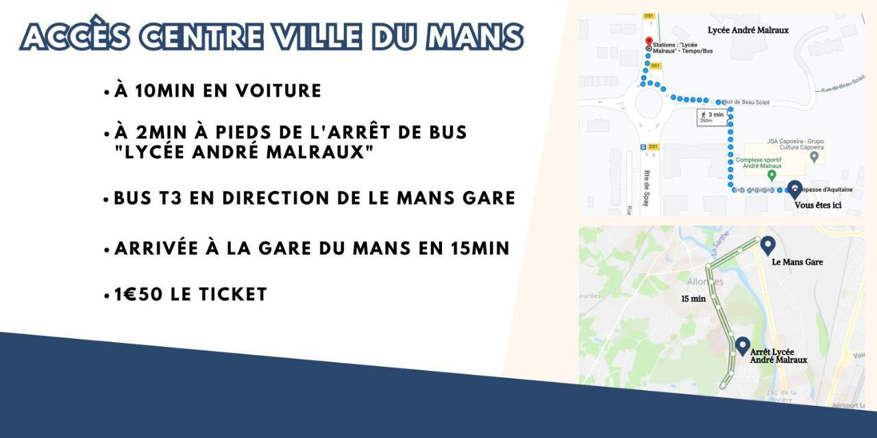 Appartement T3 Proche Circuit Du Mans Allonnes  Eksteriør bilde